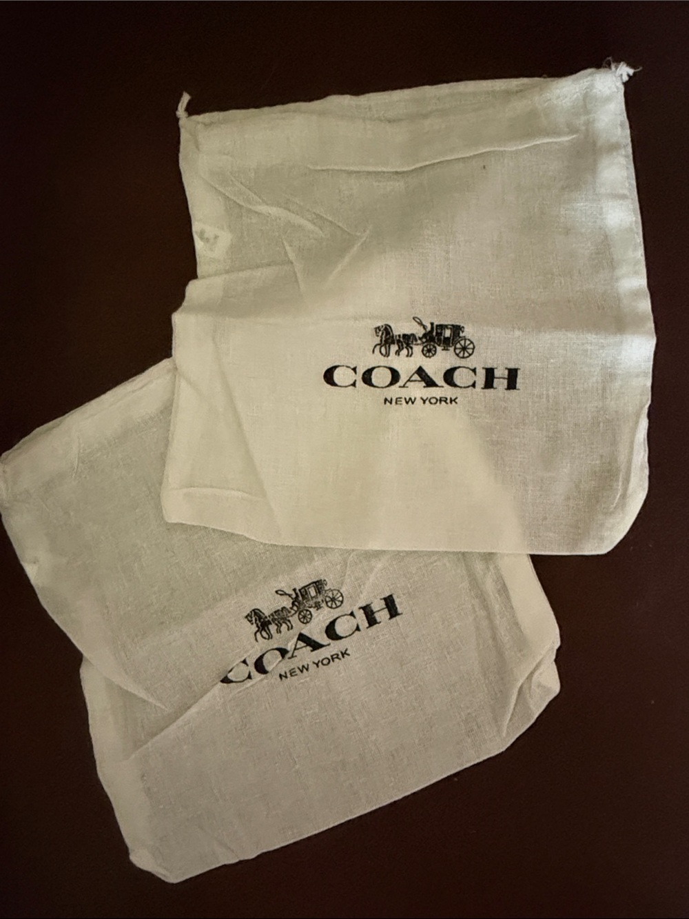 Coach New York Ivory Drawstring Dust Bags for wallets or jewelry